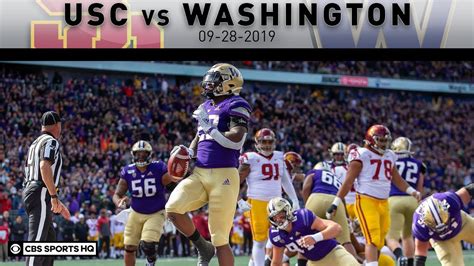 Nov 4, 2023 · USC vs. Washington: Need to know. This is the first meeting since 2019: Even though they share a conference, USC and Washington were in opposite divisions until this season when the Pac-12 scrapped them altogether. As a result, the Huskies and Trojans haven't played nearly as often. 